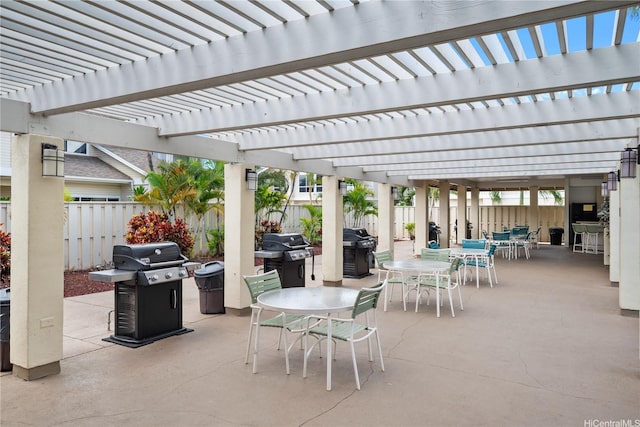 91-1012 Laaulu St Unit 28A, Ewa Beach, HI 96706 - fenced backyard featuring outdoor dining space, area for grilling, and a pergola