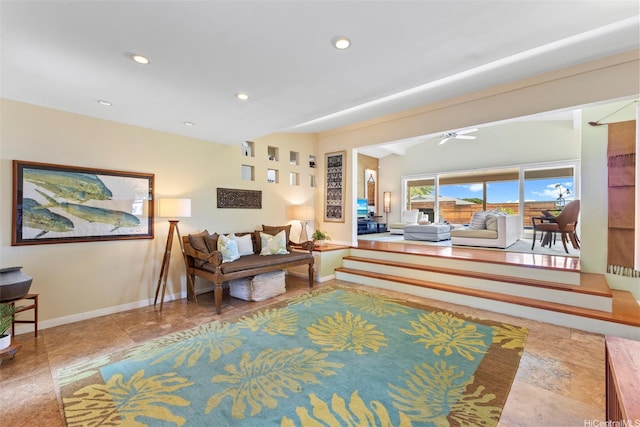 2055 Alihilani Pl, Honolulu, HI 96822 - living room with recessed lighting and a ceiling fan