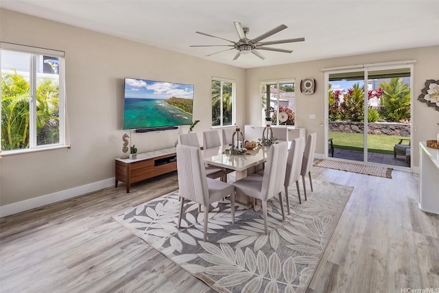 92-6127 Puapake St, Kapolei, HI 96707 - dining room with wood finished floors, baseboards, and ceiling fan