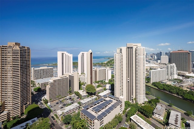 property's view of city with a water view