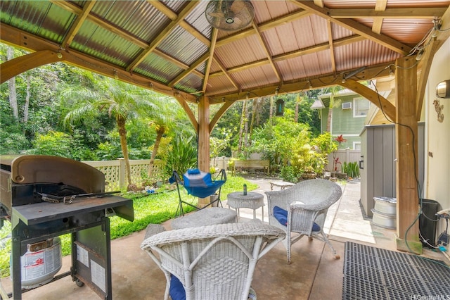 95-1007 Wikao St Unit 29, Mililani, HI 96789 - view of patio with a gazebo, grilling area, and a fenced backyard