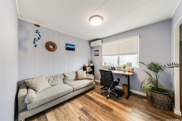 625 Maluniu Ave, Kailua, HI 96734 - office space with a wall mounted air conditioner, wood finished floors, and baseboards
