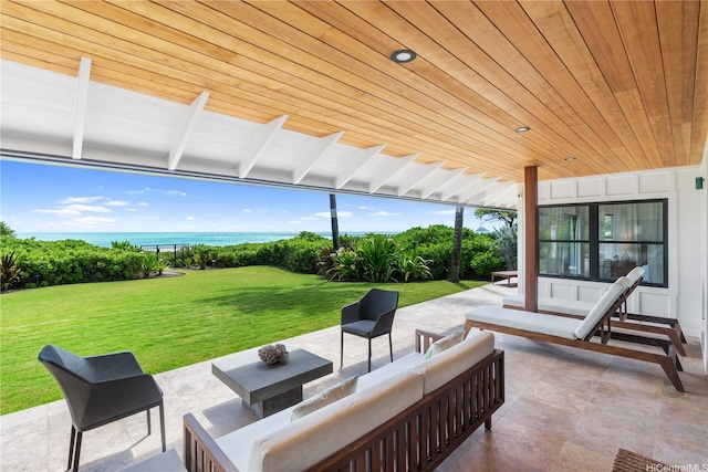 21 Kalaka Pl, Kailua, HI 96734 - view of patio / terrace with an outdoor living space and a water view