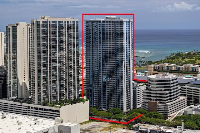 1391 Kapiolani Blvd Unit 2512, Honolulu, HI 96814 - view of building exterior with a water view and a view of city