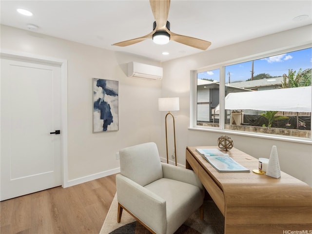 54-11 Pipilani Pl, Hauula, HI 96717 - sitting room featuring recessed lighting, wood finished floors, baseboards, and an AC wall unit