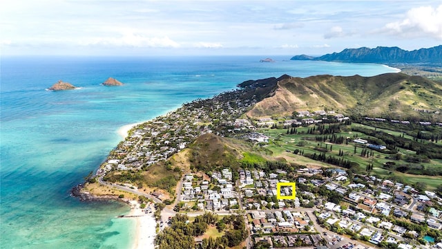 567 Kawailoa Rd Unit E, Kailua, HI 96734 - aerial view of property and surrounding area with a water and mountain view and nearby suburban area