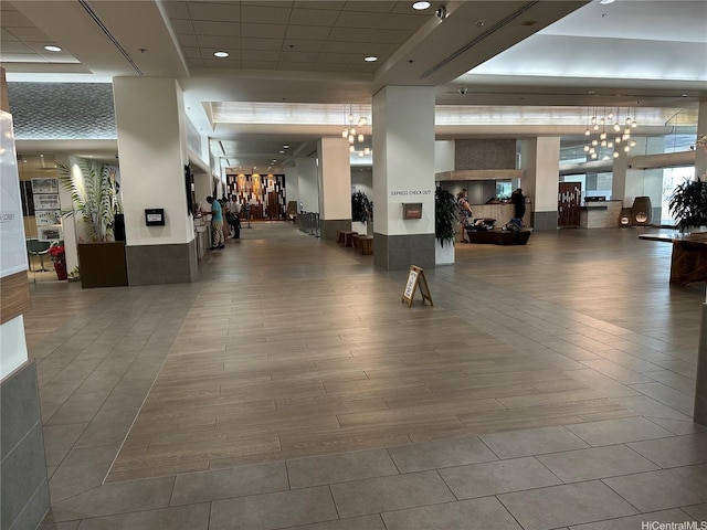 lobby with recessed lighting