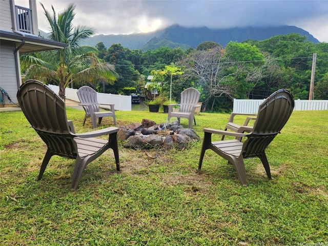 47-285 Waihee Rd Unit D, Kaneohe, HI 96744 - view of yard with a mountain view and an outdoor fire pit