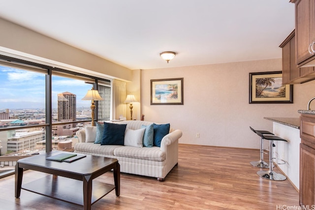 1088 Bishop St Unit 2006, Honolulu, HI 96813 - living room featuring light wood finished floors and a view of city