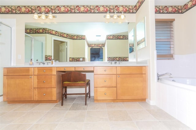 91-1027 Kaikoele St, Ewa Beach, HI 96706 - bathroom featuring a shower stall, a bath, and vanity