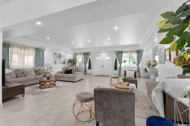 45-333 Mahalani St, Kaneohe, HI 96744 - living room featuring recessed lighting and light tile patterned floors
