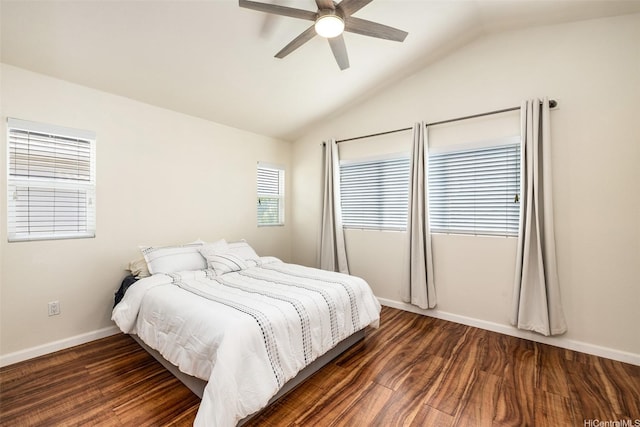 91-6414 Kapolei Pkwy, Ewa Beach, HI 96706 - bedroom with lofted ceiling, baseboards, wood finished floors, and ceiling fan