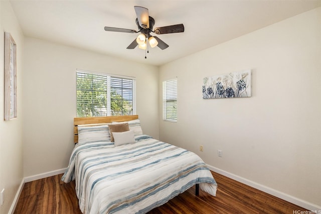 91-6414 Kapolei Pkwy, Ewa Beach, HI 96706 - bedroom featuring baseboards, wood finished floors, and a ceiling fan