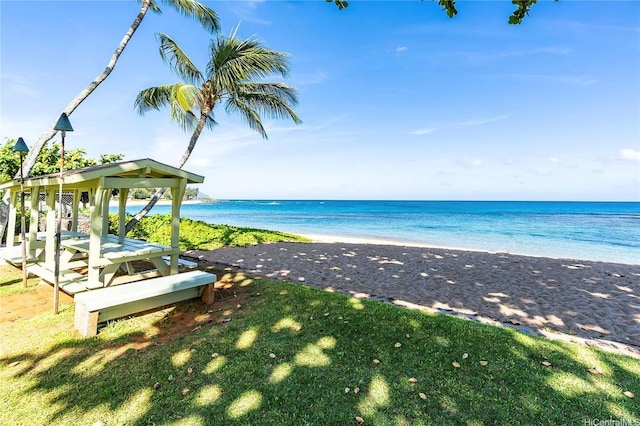 view of water feature featuring a view of the beach