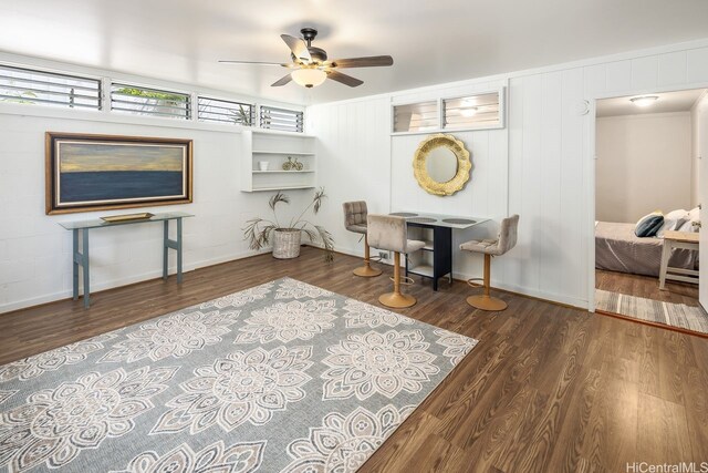 2023 Round Top Dr, Honolulu, HI 96822 - sitting room with a ceiling fan, wood finished floors, and baseboards