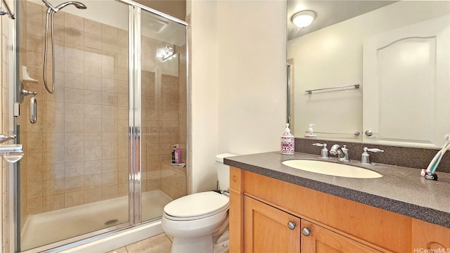 92-1490 Aliinui Dr Unit 803, Kapolei, HI 96707 - bathroom featuring a shower stall, toilet, vanity, and tile patterned flooring