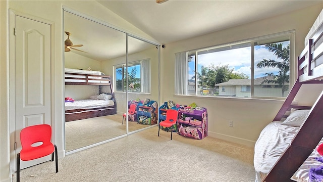 92-1490 Aliinui Dr Unit 803, Kapolei, HI 96707 - bedroom with carpet flooring, vaulted ceiling, a closet, and baseboards