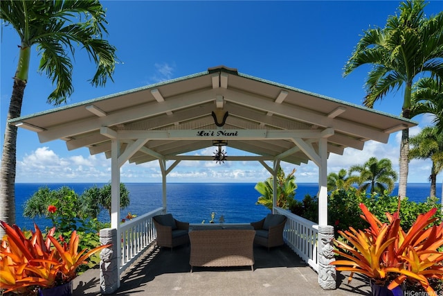 31-212 Hawaii Belt Rd, Hakalau, HI 96710 - view of patio with a gazebo and a water view
