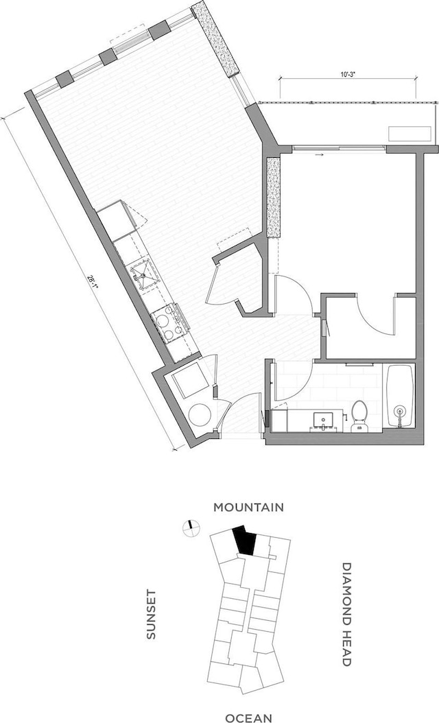 987 Queen St Unit 2317, Honolulu, HI 96814 - room layout