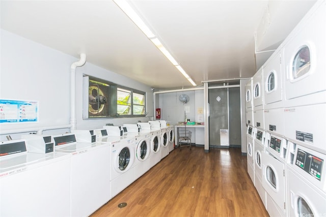 98-1038 Moanalua Rd Unit 1905, Aiea, HI 96701 - community laundry with washing machine and clothes dryer, estacked washer and dryer, and wood finished floors