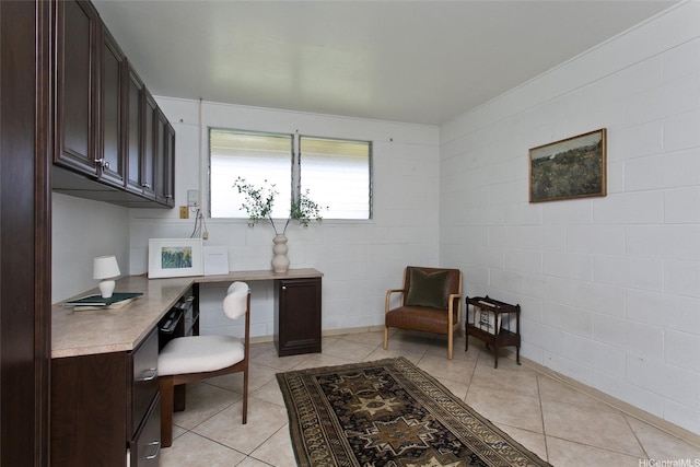 1548 Piikea St, Honolulu, HI 96818 - office area with built in study area and light tile patterned floors