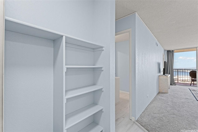 98-099 Uao Pl Unit 2408, Aiea, HI 96701 - hallway featuring a textured ceiling, carpet, expansive windows, and baseboards