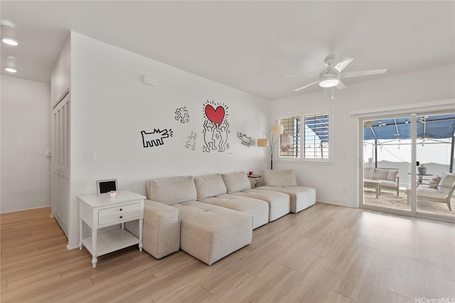 91-1139 Iliahialoe Loop, Ewa Beach, HI 96706 - living room with a ceiling fan, light wood-type flooring, and recessed lighting