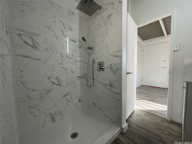 3622 Maunalei Ave, Honolulu, HI 96816 - bathroom with wood finished floors, a shower stall, and vanity