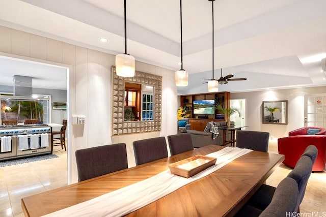 49 Pilipu Pl, Kailua, HI 96734 - tiled dining area with a ceiling fan, recessed lighting, and a raised ceiling