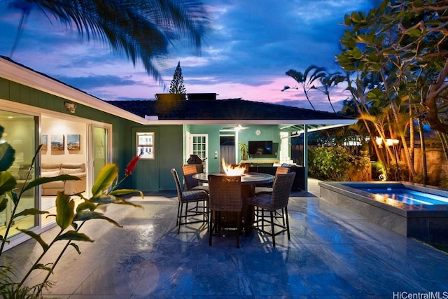 49 Pilipu Pl, Kailua, HI 96734 - view of patio / terrace with an in-ground hot tub and an outdoor fire pit