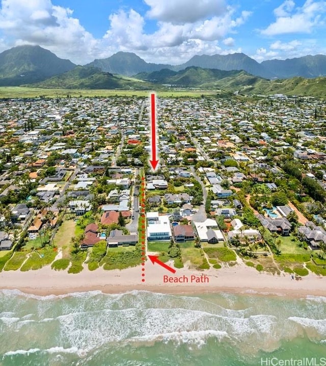 49 Pilipu Pl, Kailua, HI 96734 - aerial perspective of suburban area with a water and mountain view