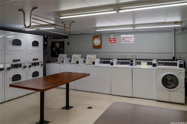 2888 Ala Ilima St Unit 512, Honolulu, HI 96818 - community laundry room with stacked washing machine and dryer, separate washer and dryer, and light floors