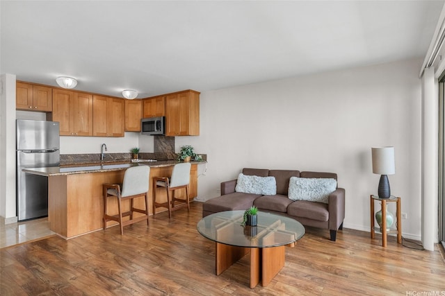living room with light wood-type flooring