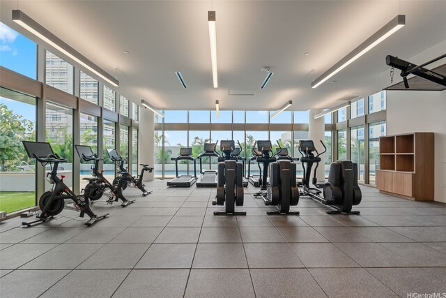 1388 Kapiolani Blvd Unit 2702, Honolulu, HI 96814 - gym with expansive windows