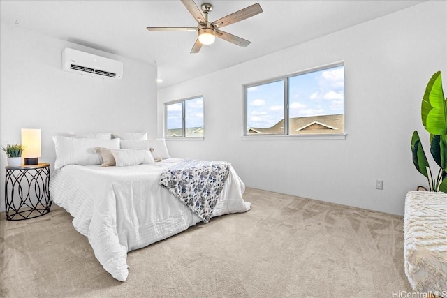 91-3390 Maohiohi Loop, Ewa Beach, HI 96706 - bedroom with an AC wall unit, carpet, and a ceiling fan