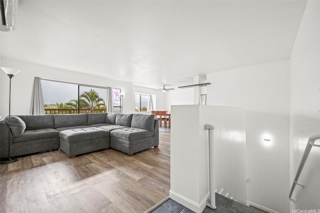 46-010 Aliikane Pl Unit 211, Kaneohe, HI 96744 - living room featuring a ceiling fan and wood finished floors