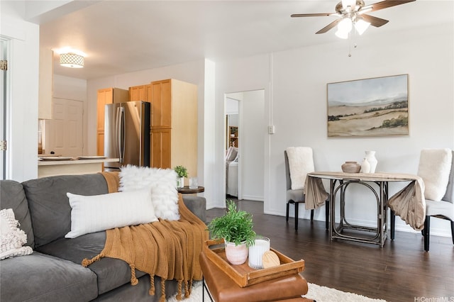 1506 Frear St Unit A, Honolulu, HI 96813 - living area featuring ceiling fan, dark wood-style floors, and baseboards