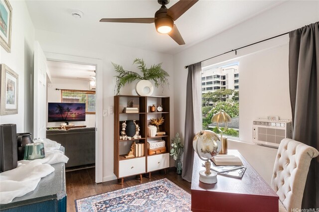 1506 Frear St Unit A, Honolulu, HI 96813 - office space featuring ceiling fan, dark wood finished floors, and cooling unit