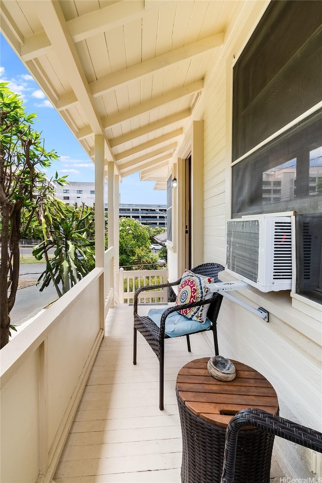 balcony featuring cooling unit