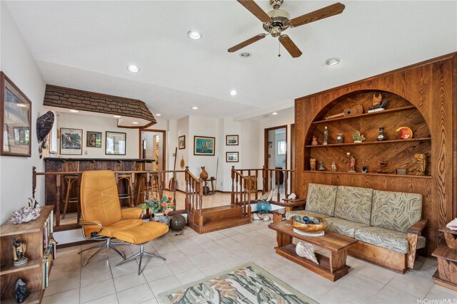 18 Dole Rd, Wahiawa, HI 96786 - tiled living area featuring ceiling fan and recessed lighting
