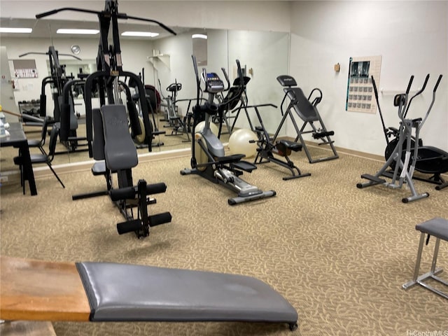 1561 Kanunu St Unit 1206, Honolulu, HI 96814 - gym with baseboards and carpet flooring
