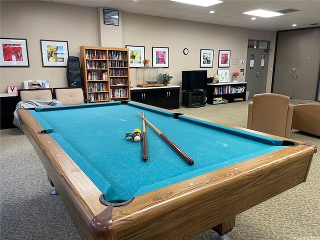 1561 Kanunu St Unit 1206, Honolulu, HI 96814 - game room featuring carpet floors, billiards, and a paneled ceiling