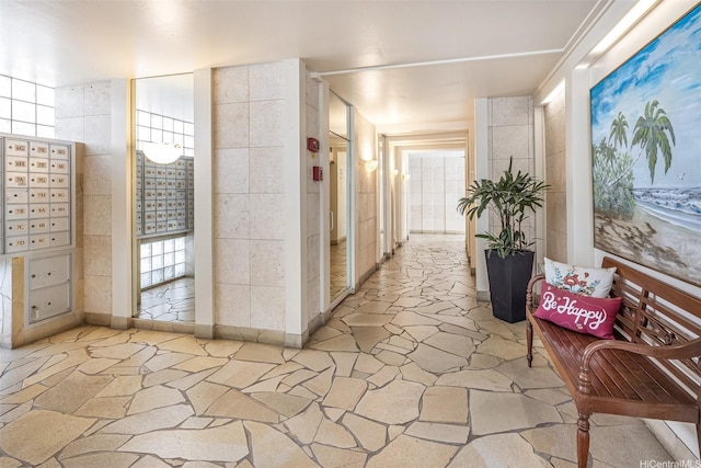 2801 Coconut Ave Unit 2G, Honolulu, HI 96815 - corridor with stone flooring and mail area