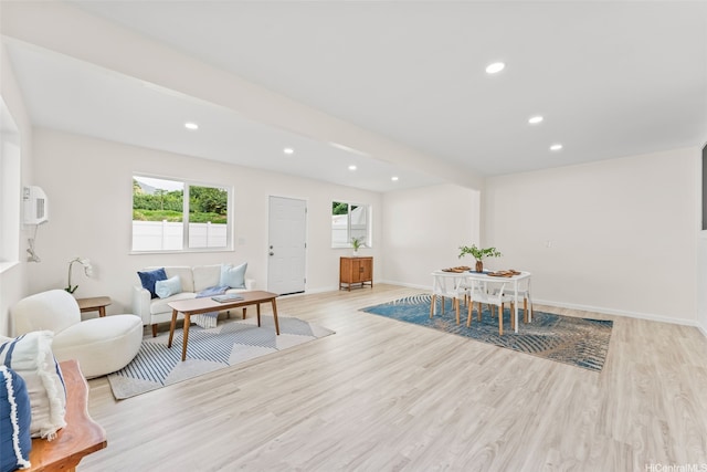 47-599 Alawiki St, Kaneohe, HI 96744 - living room featuring light wood-style floors, recessed lighting, and baseboards