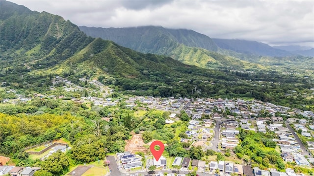 47-599 Alawiki St, Kaneohe, HI 96744 - aerial overview of property's location with mountains and nearby suburban area