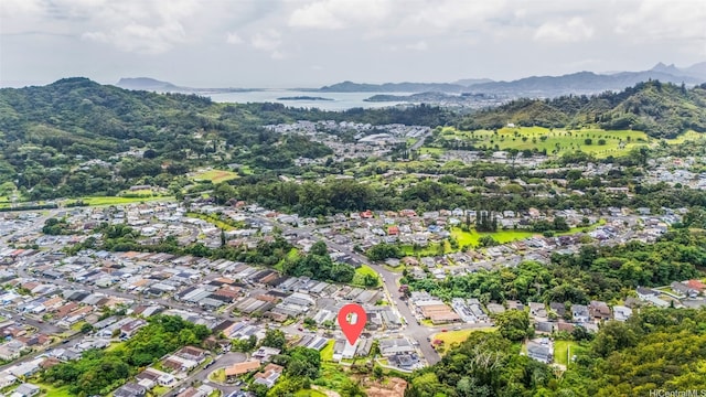 47-599 Alawiki St, Kaneohe, HI 96744 - aerial view of property's location with a mountainous background and nearby suburban area