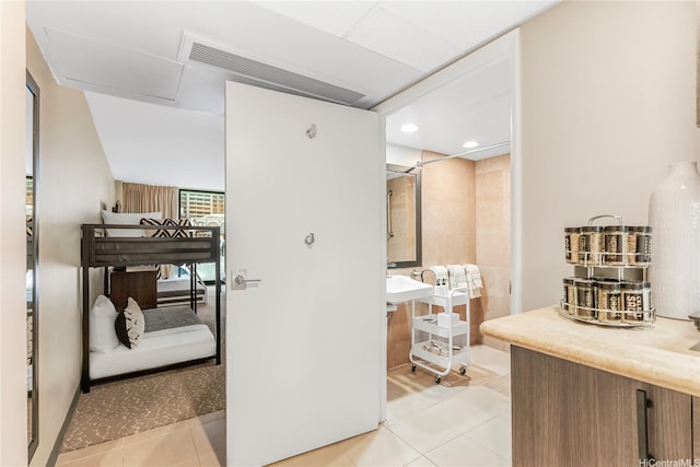 1850 Ala Moana Blvd Unit 202, Honolulu, HI 96815 - bathroom featuring tile patterned floors, a shower, and recessed lighting