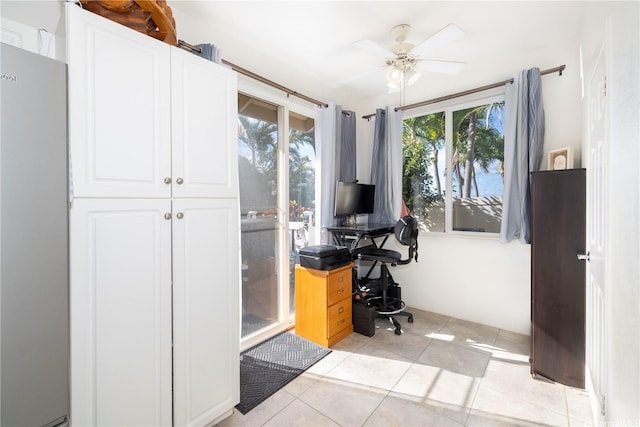 92-7049 Elele St Unit 29, Kapolei, HI 96707 - office area with light tile patterned flooring and a ceiling fan