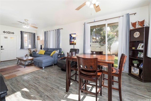 92-7049 Elele St Unit 29, Kapolei, HI 96707 - dining area with a ceiling fan and wood finished floors