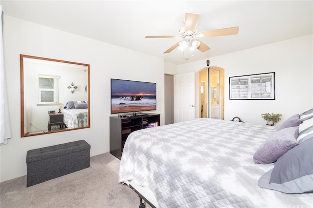 92-7049 Elele St Unit 29, Kapolei, HI 96707 - carpeted bedroom featuring arched walkways and a ceiling fan